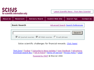 Scirus Web site image