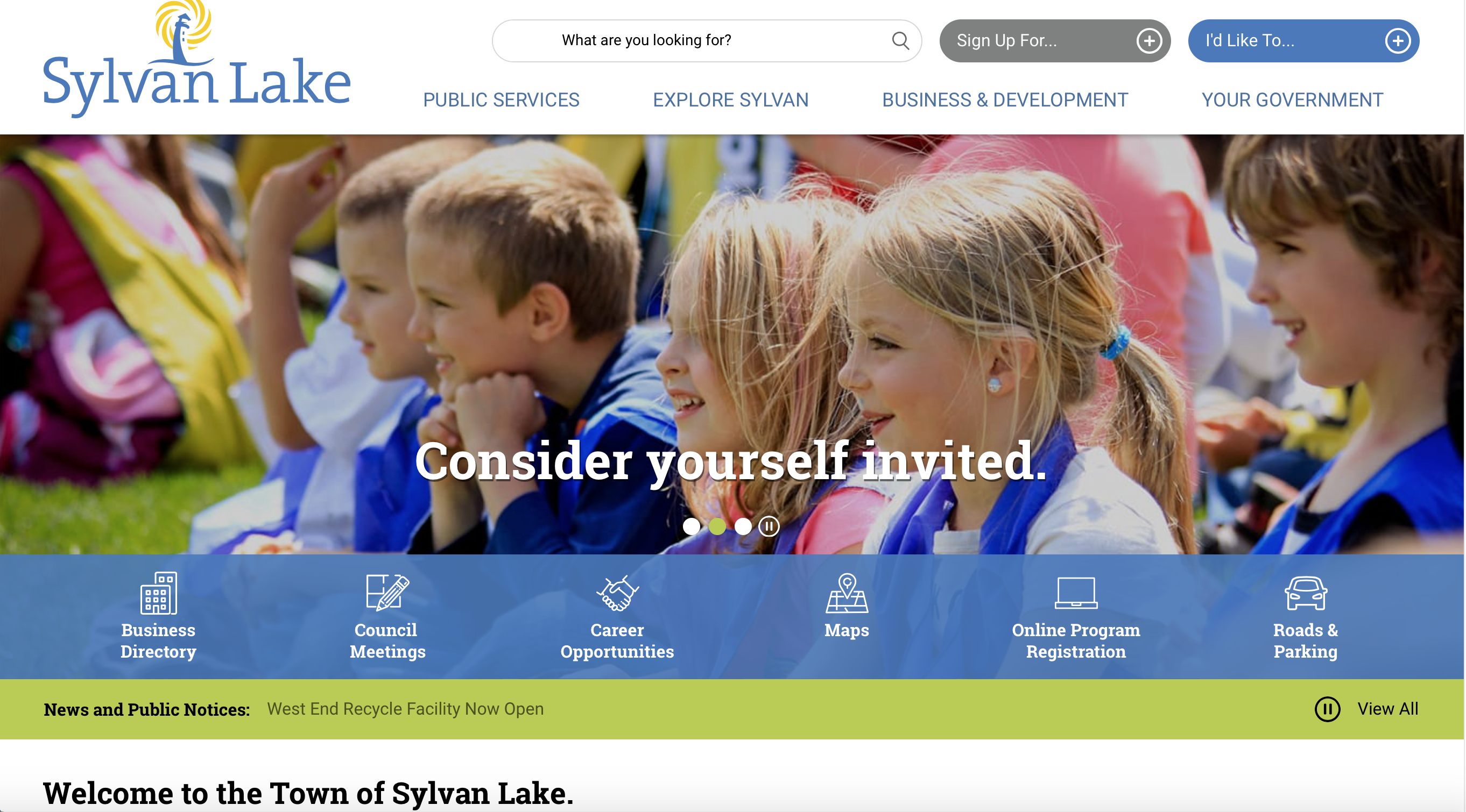 Town of Sylvan Lake Website image