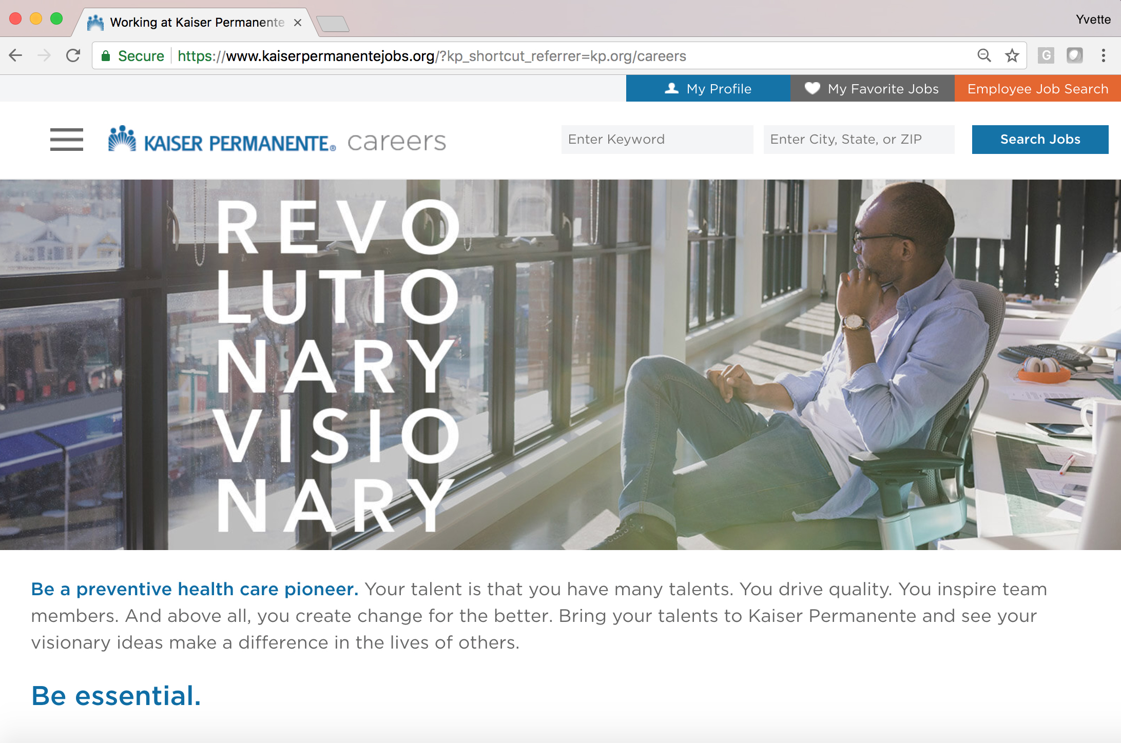 Kaiser Permanente Careers Website image
