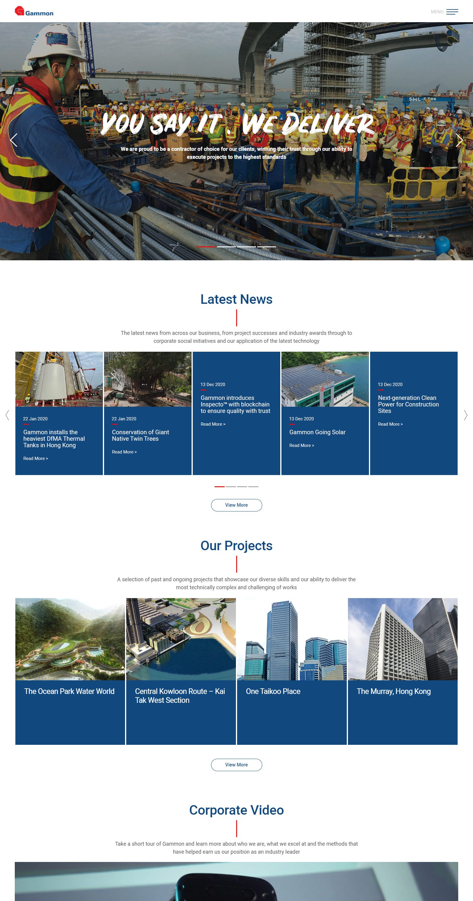 Gammon Construction Corporate Website image