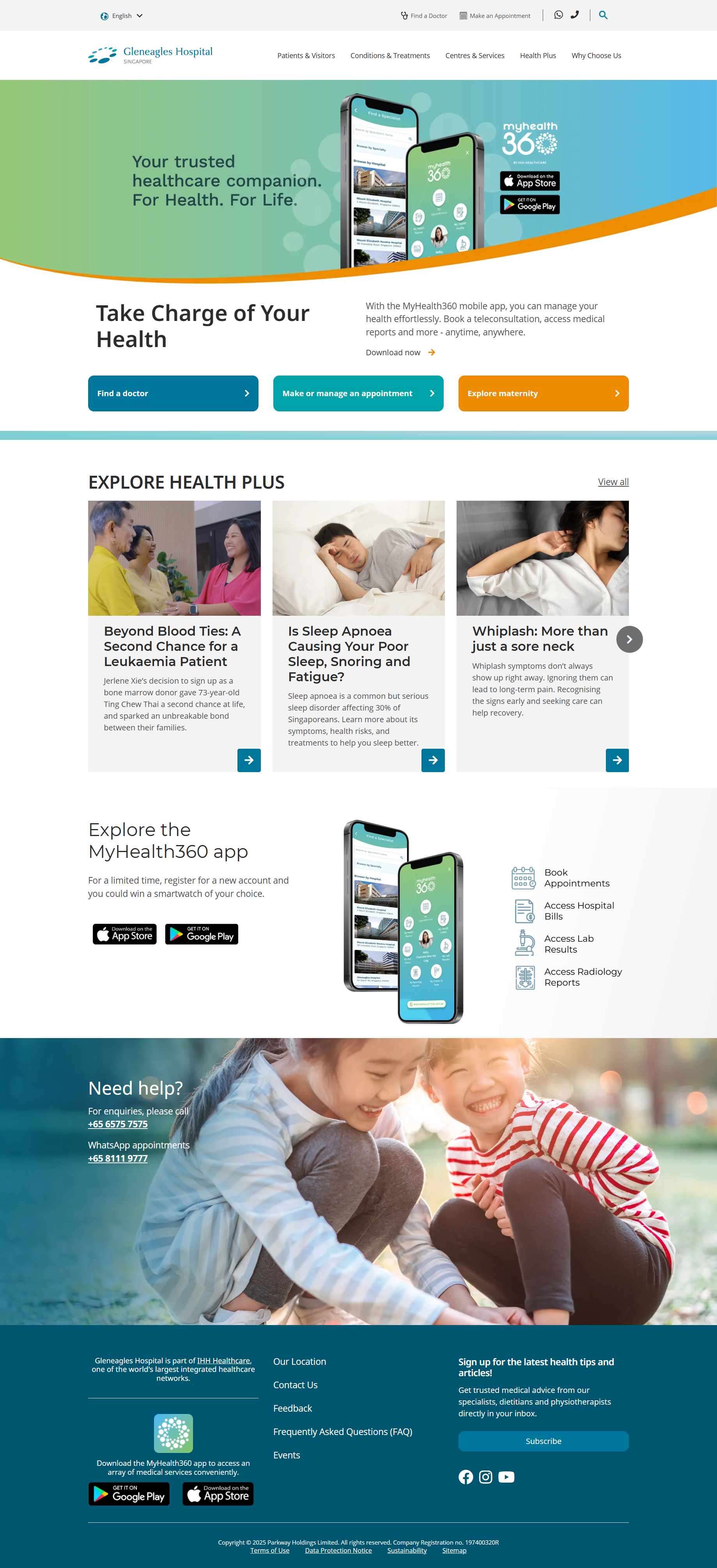 Gleneagles Hospital Website image