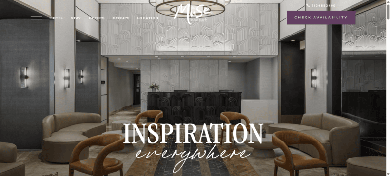The Muse Hotel Website: Bold Boutique Experience in Times Square