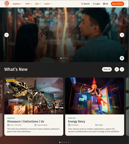 Science Centre Singapore Website image
