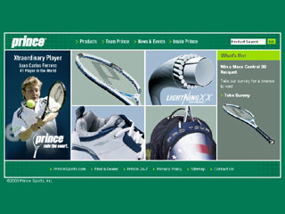 Prince Tennis Website image
