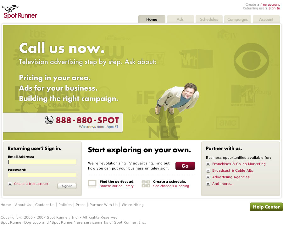 Spot Runner Website image