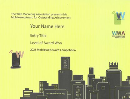 Sample MobileWebAwards Certificate of Achievement